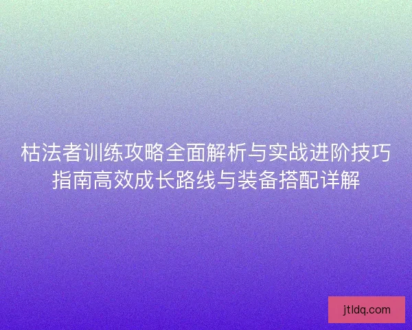 枯法者训练攻略全面解析与实战进阶技巧指南高效成长路线与装备搭配详解